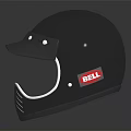 Black Protective Helmet With Visor Brim Metal Rivets Ventilation Slits And Red Logo