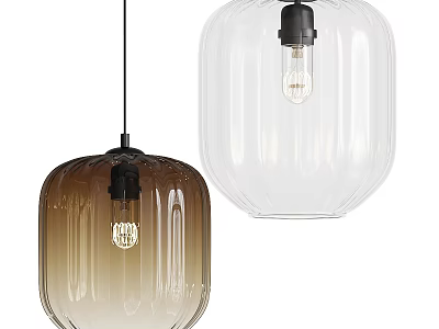 Modern Glass Pendant Lights with Black Base Brown Gradient and Transparent Shades 3d model