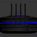 Modern Wireless Router With Blue Logo Multiple Antennas And Sleek Round Design