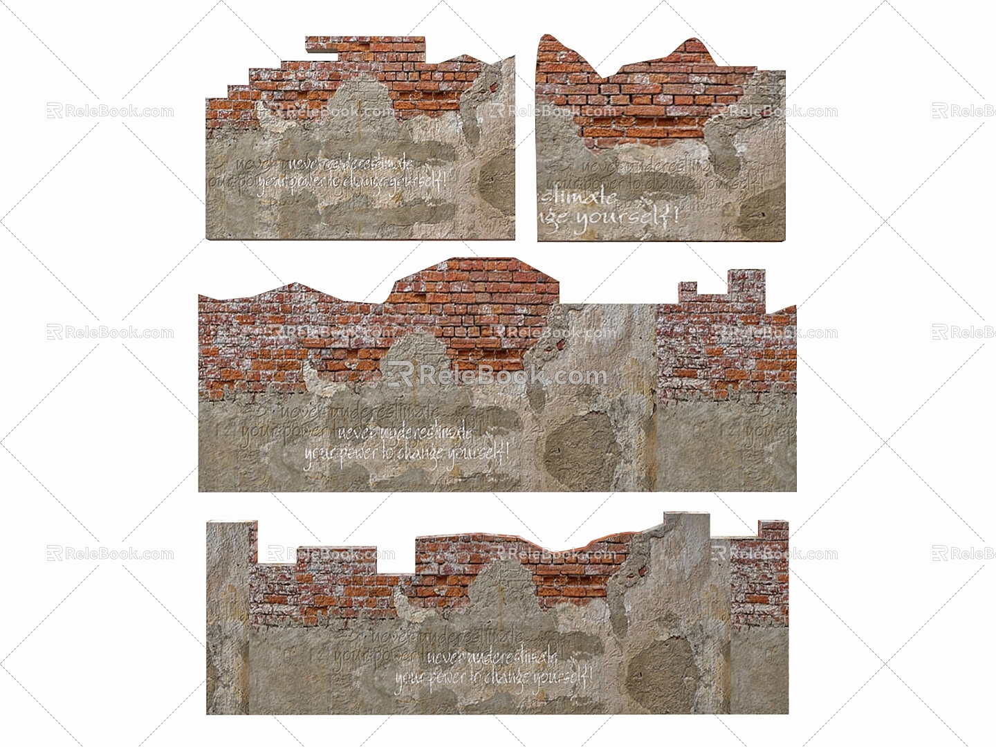 Industrial wind damaged wall surface war damaged wall surface damaged column cement broken wall cement brick wall brick 3d model