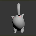 Cute White Cat 3D Model Character With Long Tail Pink Cheeks And Black Eyes