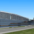 Modern Office Complex With Curved Structures Green Spaces And Roof Gardens