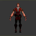Game Movie Character 3D Model Standing Pose With Red Headscarf And Red Black Outfit