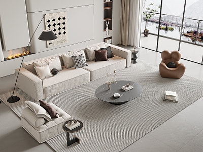 Modern sofa coffee table combination model