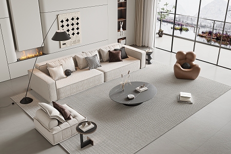 Modern sofa coffee table combination 3d model