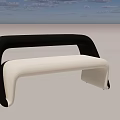 Modern Irregular Shaped Sofa With White Cushion And Black Frame Design