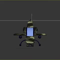 Detailed Military Camouflage Helicopter With Blue Windshield Rotors And Skid Landing Gear