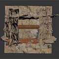 Ancient Cave Interior With Stone Platform Steps Pillars And Red Ground