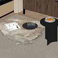 Marble Coffee Table Irregular Shape with Open Magazine Black Tray Glasses Side Table Fruit Bowl 3d model