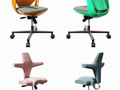 Modern Ergonomic Office Chairs With Various Colors Stylish Design And Swivel Wheels 3d model