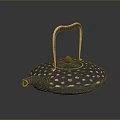 Stylish Modern Teapot With Polka Dot Design And Curved Metallic Handle