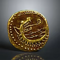 Golden Circular Traditional Sculpture Carving With Intricate Dragon Design And Decorative Dots