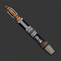 Futuristic Weapon with Metallic Body Copper Accents Green Tip and Modern Sleek Design