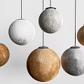 Spherical Decorative Chandeliers With Planetary Textures In White Gray Brown Tones 3d model