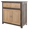 Wooden Accent Cabinet Featuring Two Drawers And Double Doors With Light Wood Design