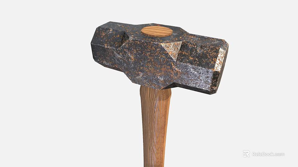 Rustic Hardware Hammer With Metal Head And Wooden Handle For DIY Projects 3d model 