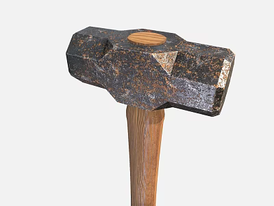 Rustic Hardware Hammer With Metal Head And Wooden Handle For DIY Projects 3d model