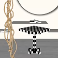 Modern Black And White Checkered Side Table With Geometric Pattern In Minimalist Living Space 3d model