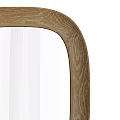 Oval Mirror With Light Wooden Frame Against Curtain 3d model