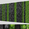 Green Plant Wall Design With Black Vertical Slats And Lush Foliage