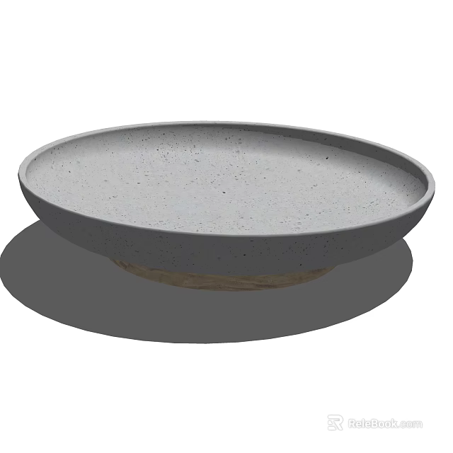 Gray Ceramic Dinnerware Plate With Speckled Design And Wooden Base For Dining Table Setting 3d model 