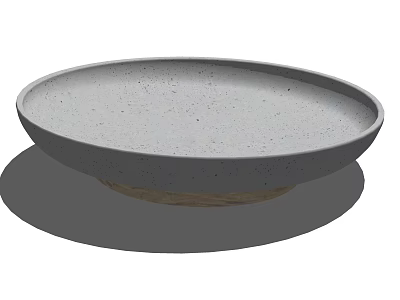 Gray Ceramic Dinnerware Plate With Speckled Design And Wooden Base For Dining Table Setting 3d model