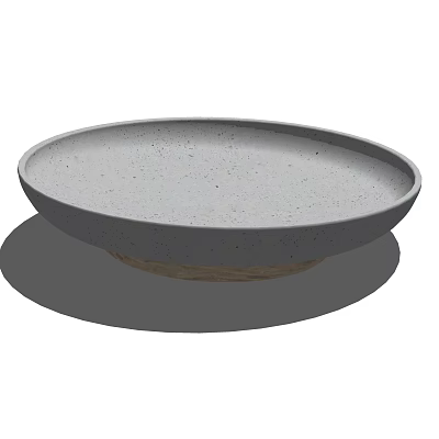 Gray Ceramic Dinnerware Plate With Speckled Design And Wooden Base For Dining Table Setting 3d model