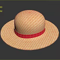 Light Orange Woven Straw Hat With Red Ribbon Summer Fashion Accessory