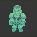 Cartoon Style 3D Game and Movie Character With Short Brown Hair and Armor