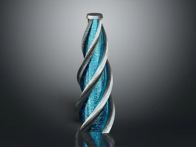Modern Spiral Architectural Structure With Blue And Silver Sleek Exterior Design 3d model