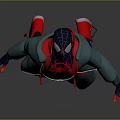 Game Movie Character with Hooded Green Jacket Spider Logo Blue Pants and Red Shoes