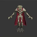 Mechanical Robot Character With White Body Red Cape And Metallic Joints Design