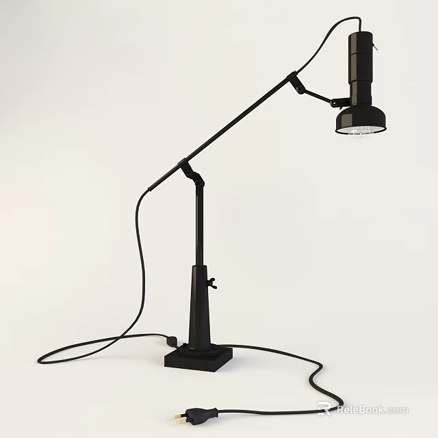 Modern Black Adjustable Table Lamp With Flexible Arm And Sturdy Base Design 3d model 