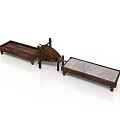Modern Wooden Furniture Set With Rectangular Tables And Slat Design