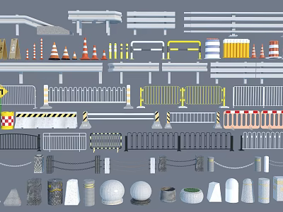 Modern guardrail road barricade traffic accessories barricade stone barricade fence road guardrail stone pier 3d model