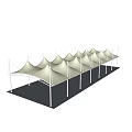 White Tensile Membrane Canopies With Supporting Poles In Row Structure 3d model