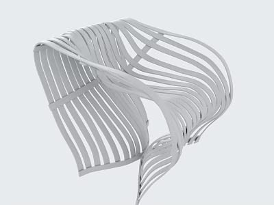 Stylish Modern Single Chair Featuring Curved Interlaced Slats And Unique Design 3d model