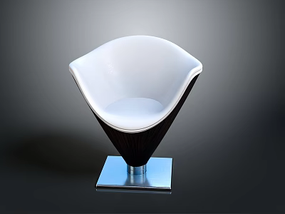 Modern White And Black Chair With Sleek Square Metal Base Design 3d model