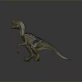 Realistic Dinosaur Figure with Open Mouth Red Eyes and Detailed Skin Texture in Standing Posture