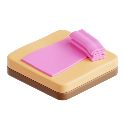 Fitness Sports Equipment With Foldable Pink Yoga Mat And Yellow Storage Case 3d model