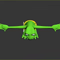 Cartoon Green Frog Character 3D Model With Outstretched Arms And Yellow Shorts