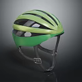 Green And Black Striped Cycling Helmet With Ventilated Structure And Sleek Design