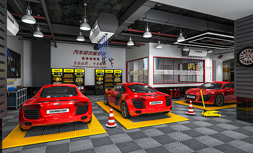 Industrial LOFT Auto Repair Shop Auto Repair Shop Auto Beauty Repair Car Wash Shop Auto Repair Shop Auto Repair Tools 3d model