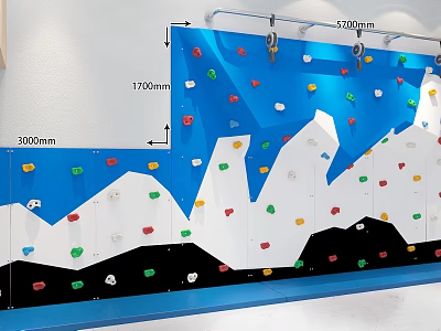 Kindergarten Indoor Climbing Wall With Colorful Holds Blue And White Safe Play Area For Kids 3d model