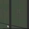 Modern Green Wardrobe With Glass Doors And Black Frames In Sunlight 3d model