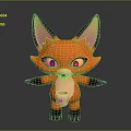 Game Movie Character Cartoon Fox with Orange Body Big Pink Ears Holding Heart Shaped Cup