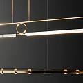 Modern Gold Geometric Pendant Lights With Circular And Linear Metal Frames For Interior Design 3d model