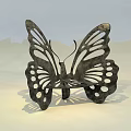 Butterfly Shaped Metal Public Chair With Artistic Openwork Design For Outdoor Use