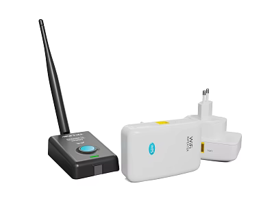 Black And White Wireless Commercial Devices With Antenna And Smart Controls 3d model