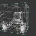 Colorful Building Blocks Figure Inside Transparent Cube Container With Purple Arms